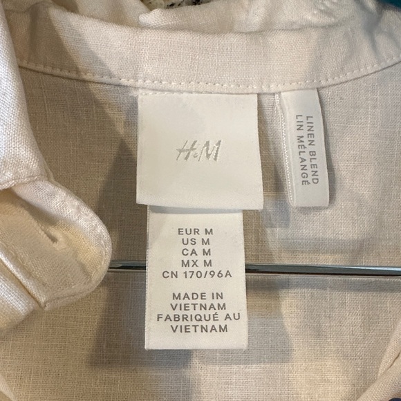 H&M Cream Midi Linen Cotton Blend Sleeveless Button Down Women’s M Summer Beach - Picture 3 of 6
